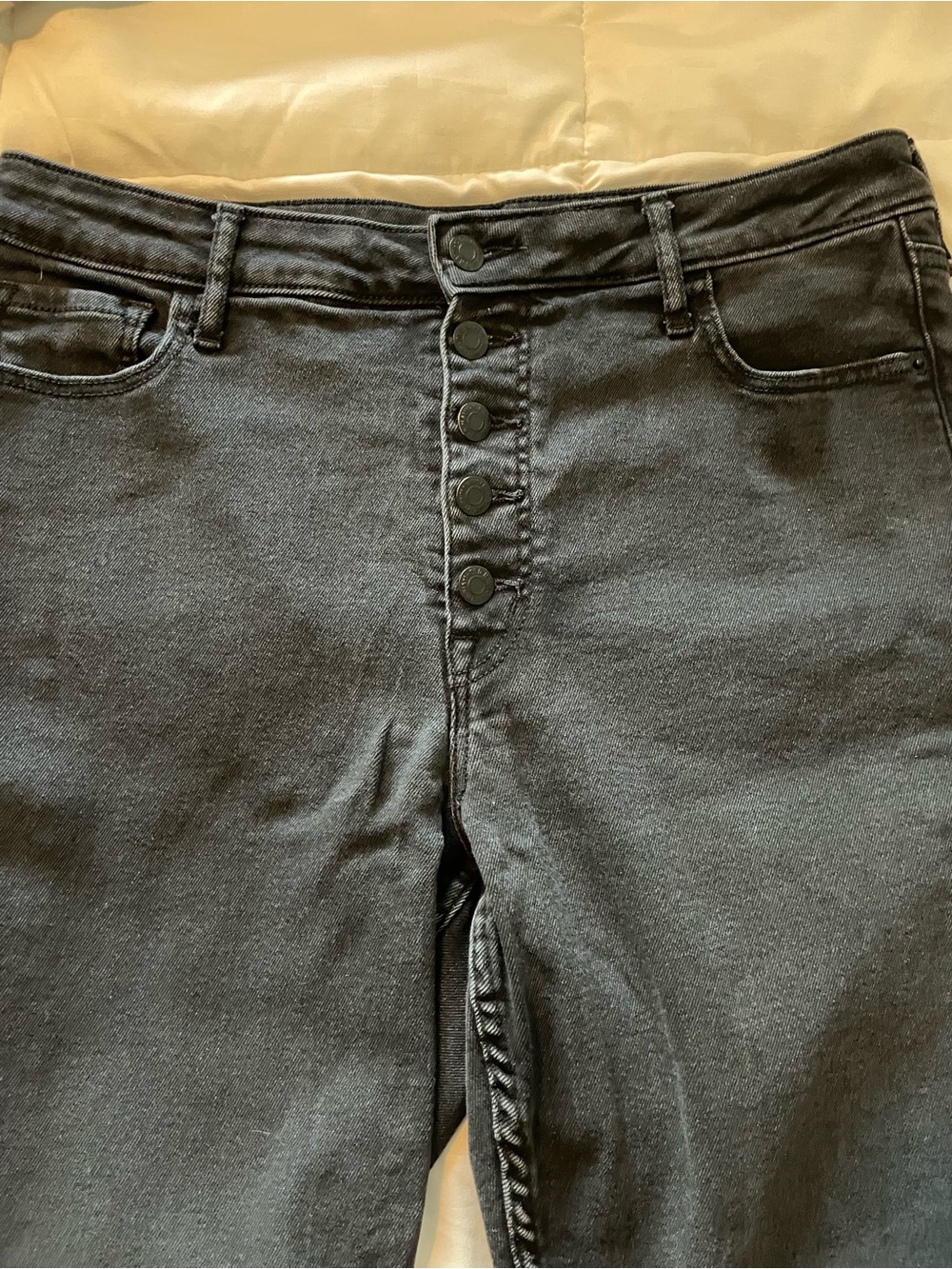 Black Button-Fly Jeans